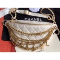 Fake Chanel Lambskin All About Chains Waist Bag AS0775 White 2019 AQ01235