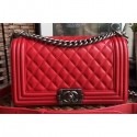 Fake Chanel Lambskin Boy Flap Medium Bag Red/Silver AQ00754