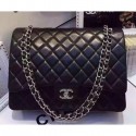 Fake Chanel Lambskin Classic Flap 33cm Bag Black With Silver Hardware 2018 AQ02187