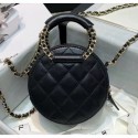 Fake Chanel Lambskin Clutch With Chain & Round Handles AP1176 Black 2020 Collection AQ00963