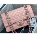 Fake Chanel Original Quality Medium Classic Flap Bag 1112 in Sheepskin Nude Pink with Silver Hardware AQ02857