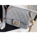 Fake Chanel Pearl on Chain Classic Flap Bag AS1786 Gray 2020 AQ03432