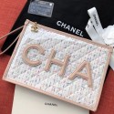 Fake Chanel PVC and Tweed Large Pouch AP0360 Nude 2019 Collection AQ03619