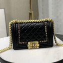 Fake Chanel Quilted Calfskin Chain Small Boy Flap Bag A67085 Black 2019 Collection AQ01370