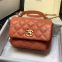 Fake Chanel Quilted Calfskin Medium Flap Bag with Top Handle AS1155 Orange 2020 Collection AQ02962