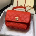 Fake Chanel Quilted Calfskin Medium Flap Bag with Top Handle AS1155 Red 2020 Collection AQ04030