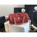 Fake Chanel Quilted Lambskin Bowling Bag with Chain Top Handle Red 2020 Collection AQ03613