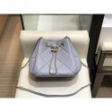 Fake Chanel Quilted Lambskin Small Drawstring Bucket Bag AS1801 Gray/Gold 2020 Collection AQ01564