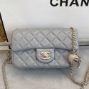 Fake Chanel Quilted Leather Flap Bag with Crystal Ball AS1787 Gray 2020 Collection AQ02211