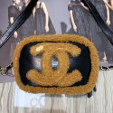 Fake Chanel Shiny Crumpled Sheepskin and Shearling Sheepskin Waist Bag/Belt Bag AS0406 Brown 2019 Collection AQ03772