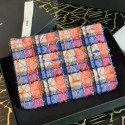 Fake Chanel Tweed Medium Pouch Orange/Blue/Pink 2020 Collection AQ01191