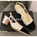 Fake Chanel Tweed Slingbacks G31318 Off-White/Black 2020 Collection AQ01475