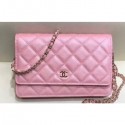 Fake Cheap Chanel Iridescent Pearl Caviar Wallet On Chain WOC Bag Pink 2019 AQ03839