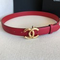 Fake Designer Chanel Reversible Calfskin Belt 30mm with CC Buckle Cherry Red Collection AQ03122