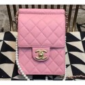 Fake Imitation Chanel Lambskin with Imitation Pearls Mini Flap Bag AS0580 Pink 2019 AQ00986