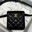 Fake Imitation Chanel Vintage Quilted Lambskin Waist Bag A88861 Black 2020 Collection AQ03903