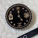 Fake Luxury Chanel Clock Round Brooch AB3242 Black 2019 Collection AQ00689