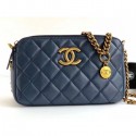 Fake Replica Chanel Calfskin Quilting Shoulder Camera Case Bag Blue AQ01474