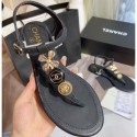 Fake Replica Chanel Clover Thong Sandals Black 2020 AQ04391