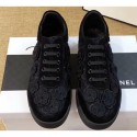 Fake Top Chanel Camellia Embroidery Lace-Ups G34815 Black 2019 AQ03392