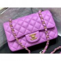 Fake Top Chanel Original Quality Small Classic Flap Bag 1116 in Sheepskin Mauve with Gold Hardware AQ02766