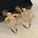 Fashion Fake Chanel Crystal CC Pearl Hoop Earring 2019 Collection AQ03246