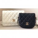 Fashion Fake Chanel Lambskin Two-Tone Side Pack Bag AS0649 Black/White 2019 AQ01642