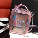 Fashion Imitation Chanel Iridescent PVC Vanity Case AS0988 Pink 2019 Collection AQ03801