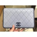 Fashion Replica Chanel Lambskin Wallet On Chain WOC Bag AP0059 Light Gray 2019 AQ03946