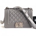 First-class Quality Chanel Lambskin Boy Flap Small Bag Gray/Silver AQ01342