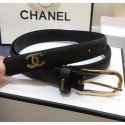 First-class Quality Chanel Width 2cm Smooth Leather Belt with Buckle & Logo Black 2020 Collection AQ03048