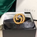 Gucci GG Embossed Leather Belt 34mm with GG Buckl Black 02 Collection AQ03127