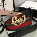 Gucci Web Fabric Belt 38mm with GG Buckle Red/Green/Gold 2019 Collection AQ04044