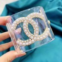 High Imitation Chanel Resin Pearl CC Cuff Bracelet 02 2019 Collection AQ01413