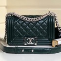 High Imitation Chanel Vintage Quilted Leather Small Boy Flap Bag Green 2019 Collection AQ04099