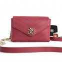 High Quality Chanel Calfskin Chevron Small Waist/Shoulder Bag A57592 Red 2019 AQ00667