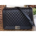 High Quality Chanel Caviar Leather Boy Flap Large Bag Black/Silver AQ01602