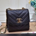 High Quality Chanel Chevron Grained Calfskin Clutch with Chain A81633 Black 2019 Collection AQ04047