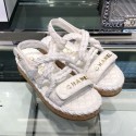 High Quality Chanel Cord Flat Sandals G34602 White 2019 Collection AQ03419