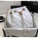 High Quality Chanel Lambskin Large Drawstring Bag With Chain AS1699 White 2020 Collection AQ01007