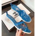 High Quality Chanel PVC Heel Mule Sandals Blue 2019 AQ02155