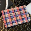 High Quality Chanel Tweed Large Pouch Orange/Blue/Pink 2020 Collection AQ03987