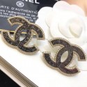 High Quality Chanel Vintage Textured Crystal Trim CC Earrings Black 2019 Collection AQ04256