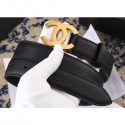 High Quality Chanel Width 3cm Leather Belt Black with Golden CC Logo Belt AQ01306