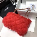 High Quality Fake Chanel Shearling Lambskin Medium Flap Bag AS1063 Red 2019 Collection AQ00967