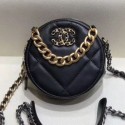 High Quality Imitation Chanel Maxi-Quilted Lambskin Round Clutch with Chain Black 2019 Collection AQ01164