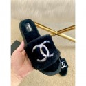 High Quality Replica Chanel Wool Flat Sandals Blue/White 2020 AQ01688