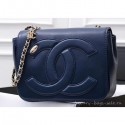 Hot Chanel Lambskin CC Logo Flap Bag AS0321 Navy Blue 2019 AQ02988