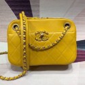 Hot Chanel Quilted Lambskin Chain CC Camera Case AS0971 Yellow 2019 Collection AQ01757