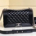 Hot Chanel Vintage Quilted Leather Medium 25cm Boy Flap Bag Black 2019 Collection AQ03580